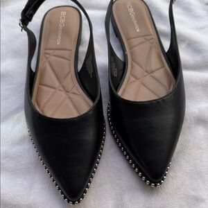 BCBGeneration Black Pointed Slingback Heels